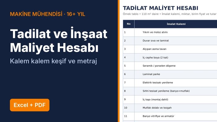 tadilat ve inşaat maliyet hesabı, keşif ve metraj yaparım
