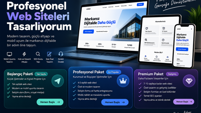 modern ve profesyonel web siteleri tasarlarım