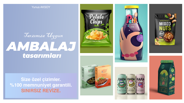 markanıza uygun çizimli, fotoğraflı ambalajlar tasarlarım