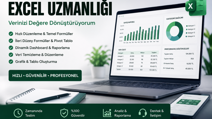 Excel verilerinizi temizler, analiz eder ve raporlarım