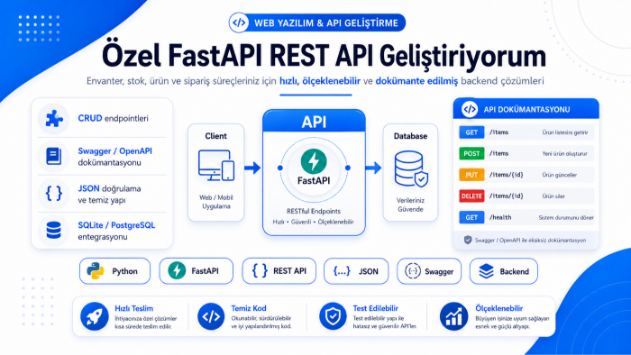 python fastapi ile rest api ve backend geliştiririm