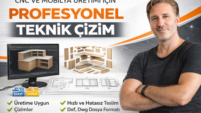  DXF ve DWG formatında üretime hazır çizim yaparım