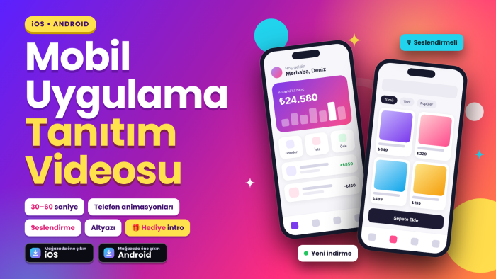 mobil uygulamanız için reklam ve tanıtım videosu hazırlarım
