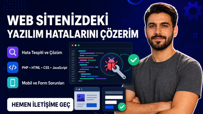 web sitenizdeki yazılım hatalarını tespit edip çözebilirim