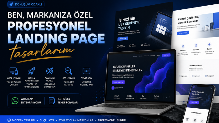 markanıza özel profesyonel landing page tasarlarım