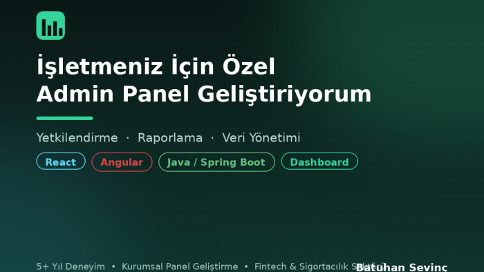 işletmeniz için özel admin panel geliştiriyorum