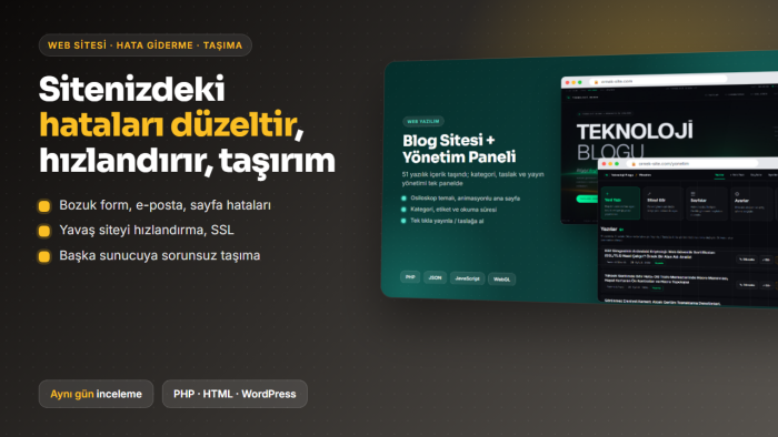 sitenizdeki hataları düzeltir ve sitenizi hızlandırırım