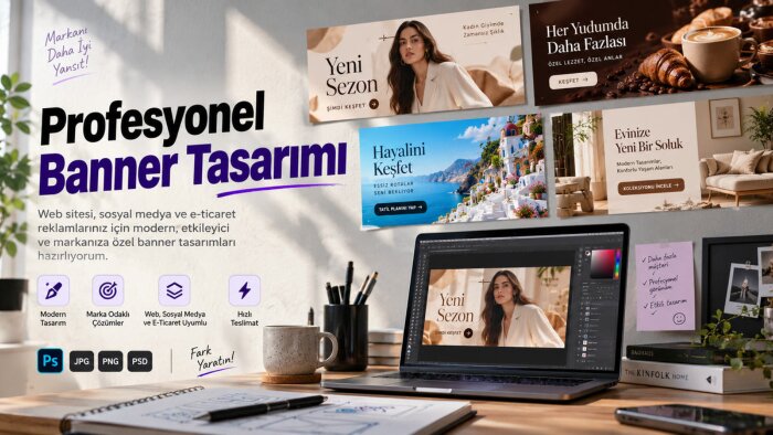  markanıza özel modern banner tasarımları hazırlarım