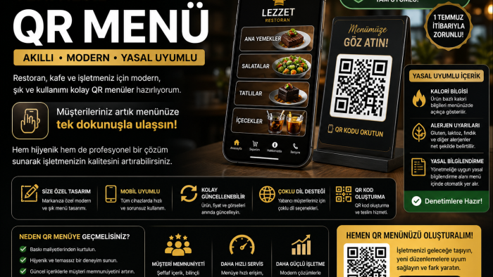 yeni nesil QR menü sistemi yasal uyumlu şekilde yapabilirim