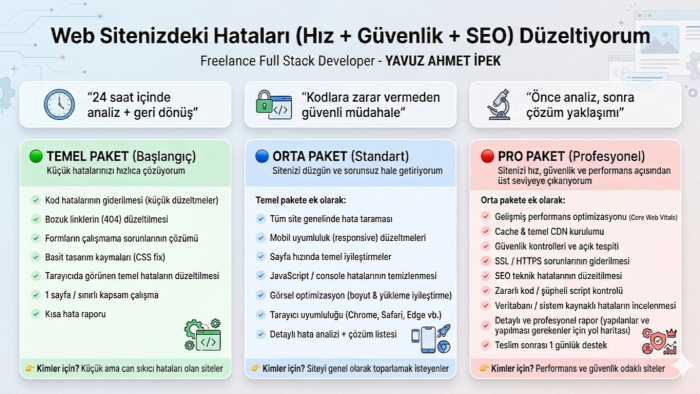web sitenizdeki hataları (hız + güvenlik + SEO) düzeltiyorum