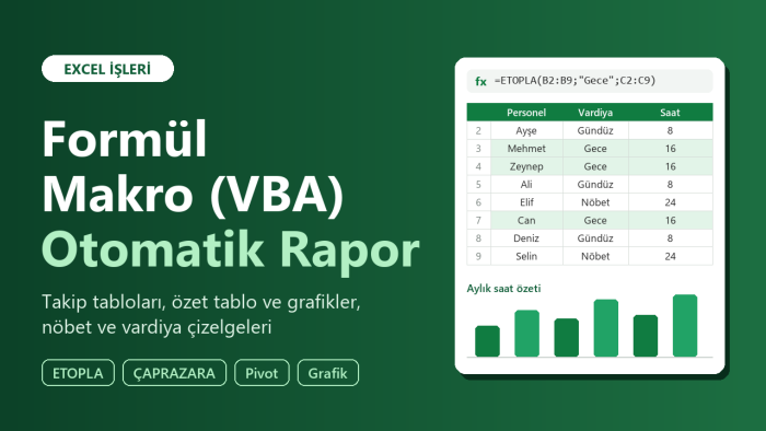 Excel'de formül, makro ve otomatik rapor hazırlarım