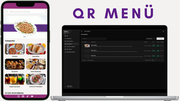 admin panelli QR menü web uygulaması kurarım
