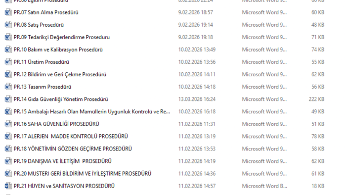 Excel dosyaları, kalite dokümanı ve yerleşim planı hazırlarım