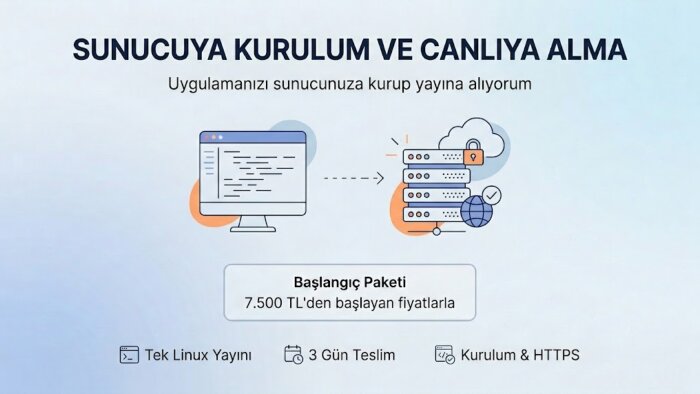 uygulamanızı sunucunuza kurup yayına alırım