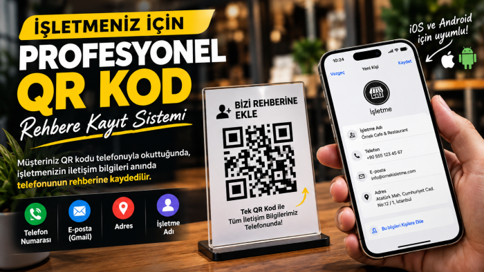işletmenizin tek tıkla rehbere eklenebileceği bir QR yaparım