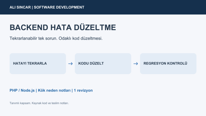 PHP ve Node.js backend hatanızı teşhis edip düzeltirim