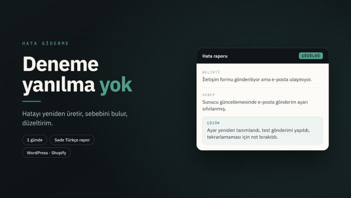 web sitenizdeki hatayı bulup düzeltirim