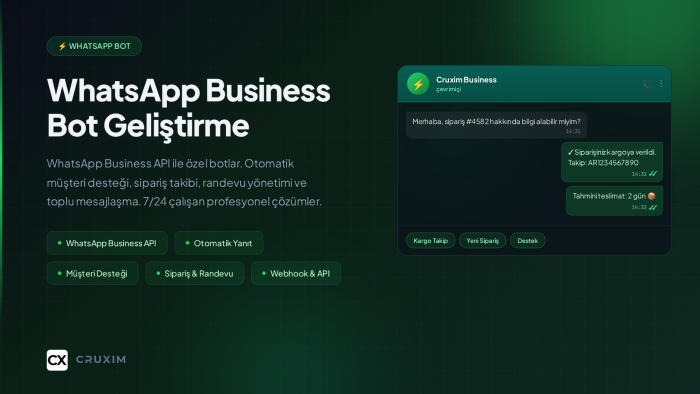 WhatsApp Business API ile özel bot geliştiririm