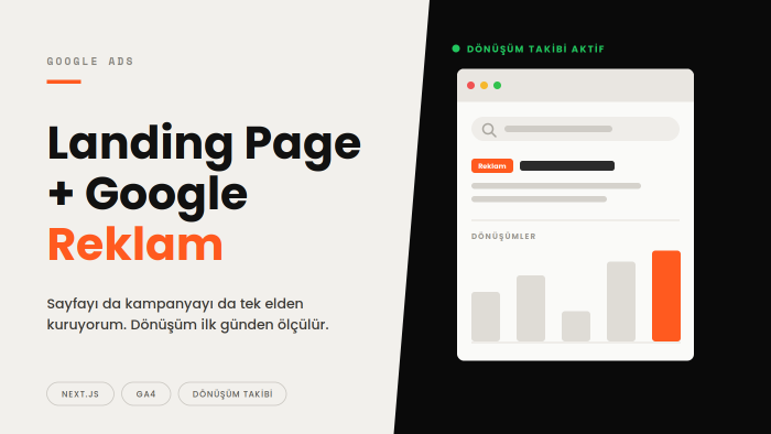 landing page ve Google Ads kampanyanızı kurarım ve yönetirim