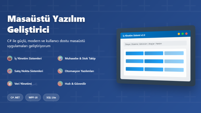 masaüstü yazılım geliştirebilirim