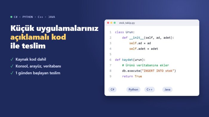 C#, Python ve C++ ile küçük uygulamalarınızı kodlarım