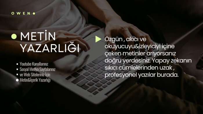 Youtube kanalı,dijital sayfalar ve site için metin yazıyorum