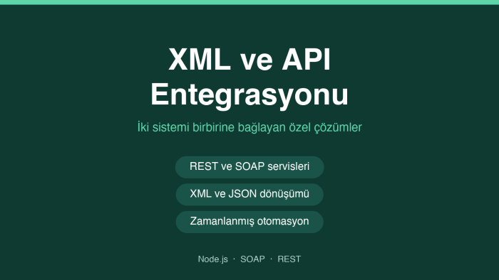 XML ve API entegrasyonu yaparım