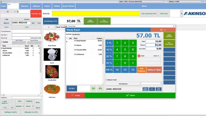 Akınsoft restoran programında adisyon tasarımı yapabilirim
