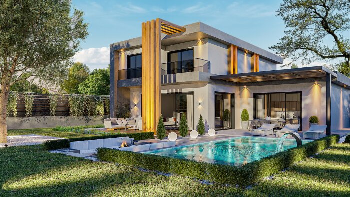 villa dış mekan ve peyzaj tasarlıyorum