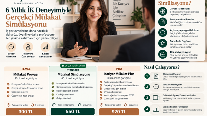 6 yıllık İK deneyimimle mülakat simülasyonu yaparım