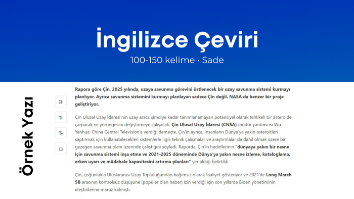 ingilizce yazıları çevirebilirim