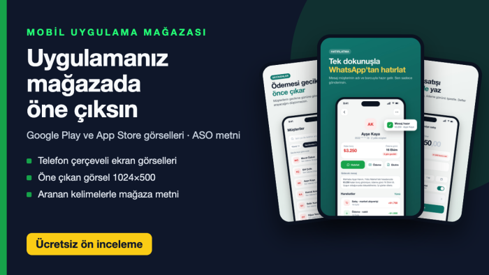 Play Store ve App Store mağaza görseli ve ASO hazırlarım