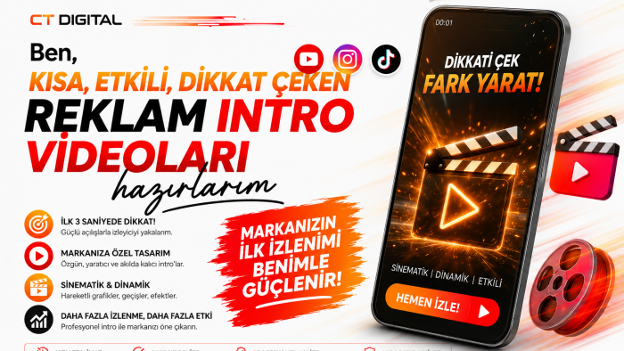 kısa etkili dikkat çeken reklam intro videoları hazırlarım
