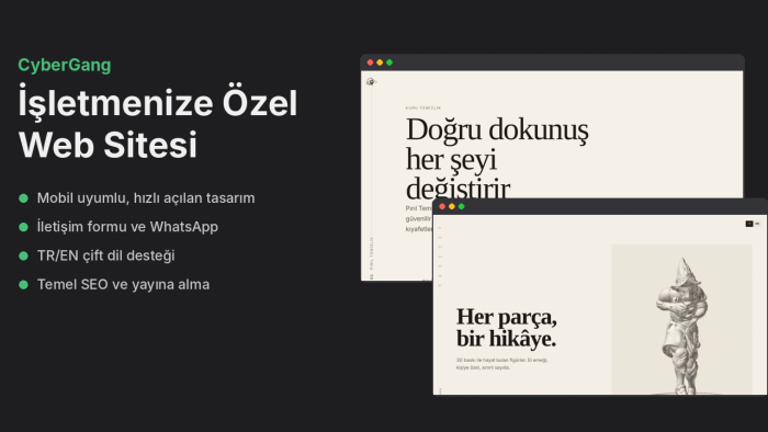 işletmeniz için modern ve mobil uyumlu web sitesi yaparım