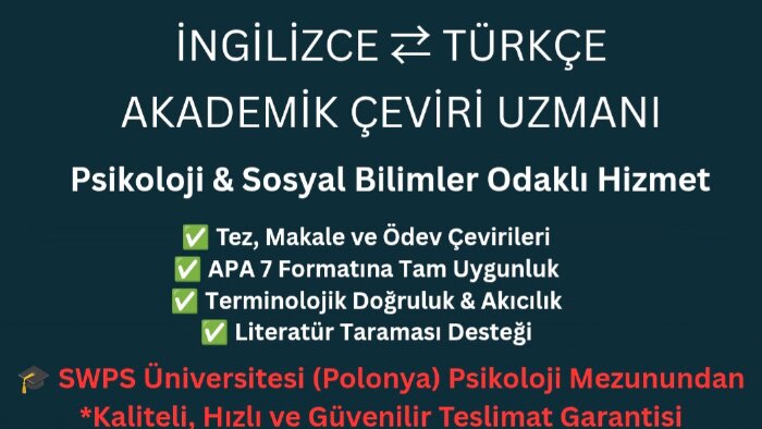 İngilizce-Türkçe akademik makale ve rapor çevirisi sunuyorum