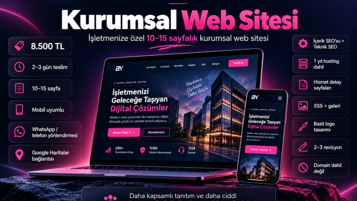 işletmenize kapsamlı kurumsal web sitesi geliştiririm