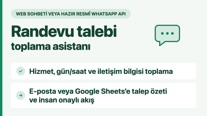 web sohbeti veya whatsapp api randevu asistanı kurarım