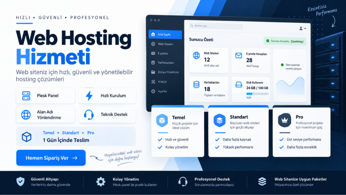 web siteniz için web hosting hizmeti sağlayabilirim