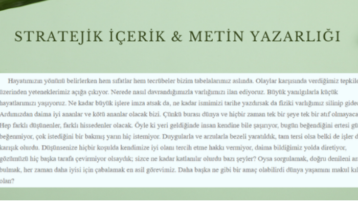 içeriğinize değer katan stratejik metinler yazarım