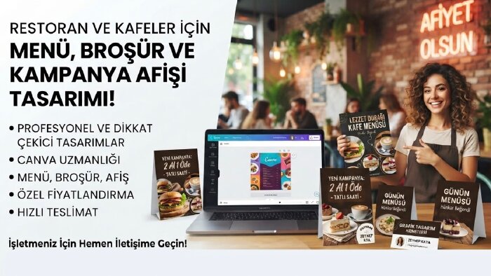 restoran ve kafeler için menü ve afiş tasarlarım