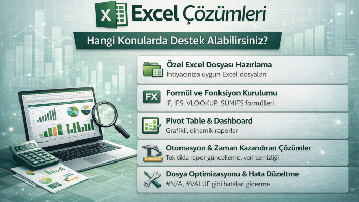 MS Excel ile ilgili işlerinizde yardımcı olabilirim