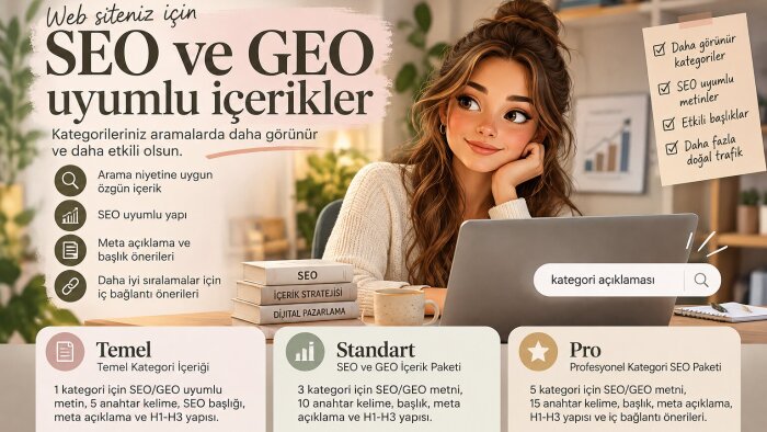 SEO ve GEO uyumlu kategori içerikleri hazırlıyorum