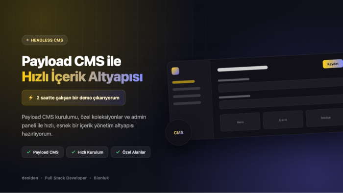 size Payload CMS ile içerik altyapısı kurabilirim