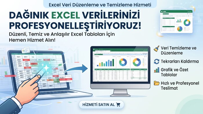 Excel verilerinizi düzenler ve raporlar hazırlarım