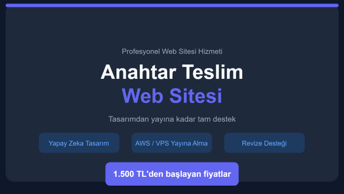 anahtar teslim web sitesi geliştiriyorum