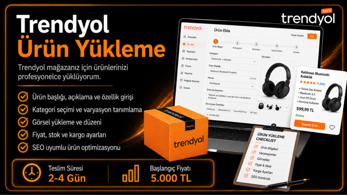  Trendyol mağazanıza profesyonel ürün yüklerim
