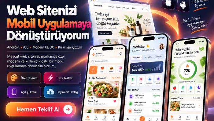 web sitenizi mobil uygulamaya dönüştürebilirim