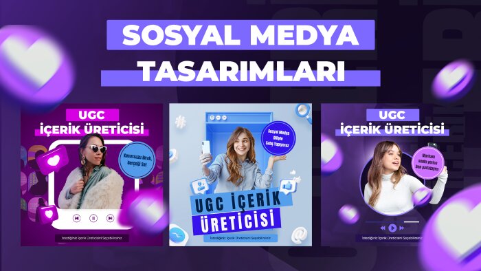 yaratıcı sosyal medya tasarımlarını yapıyorum