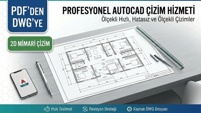taslak ve görsellerden ölçekli mimari autocad çizimi yaparım
