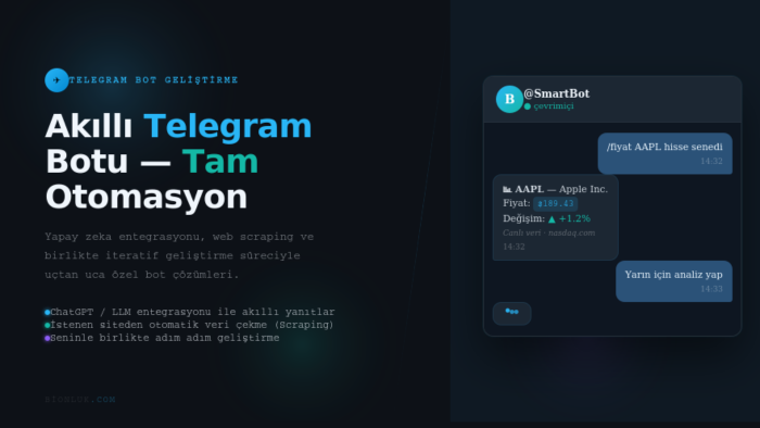 Python ile yapay zeka destekli Telegram botu geliştiririm